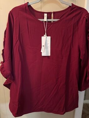 Ruffled Long Sleeve blouse in Burgundy by evaless